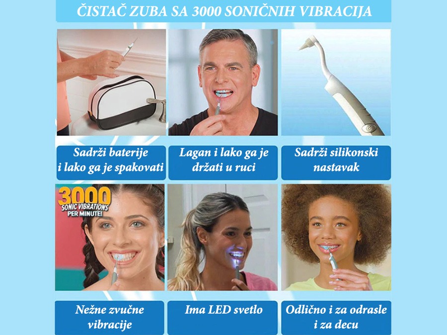 Čistač za zube sa 3000 soničnih vibracija